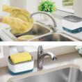 2 in 1 Liquid Soap Dispenser Auto Soap Pump With Sponge Holder Latest Kitchen Tool Good Quality