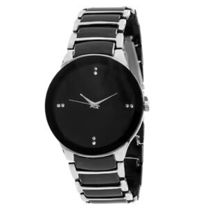 Men's Fashion Analog Wrist Watch – Black & Silver Chain