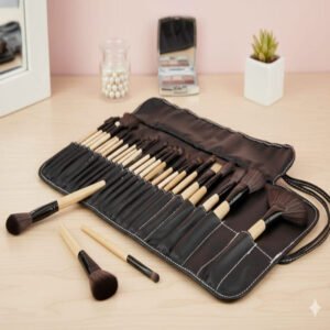 24 Pcs Advanced Makeup Eyebrow Shadow Cosmetic Brush Set Kit With Pouch