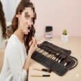 24 Pcs Advanced Makeup Eyebrow Shadow Cosmetic Brush Set Kit With Pouch