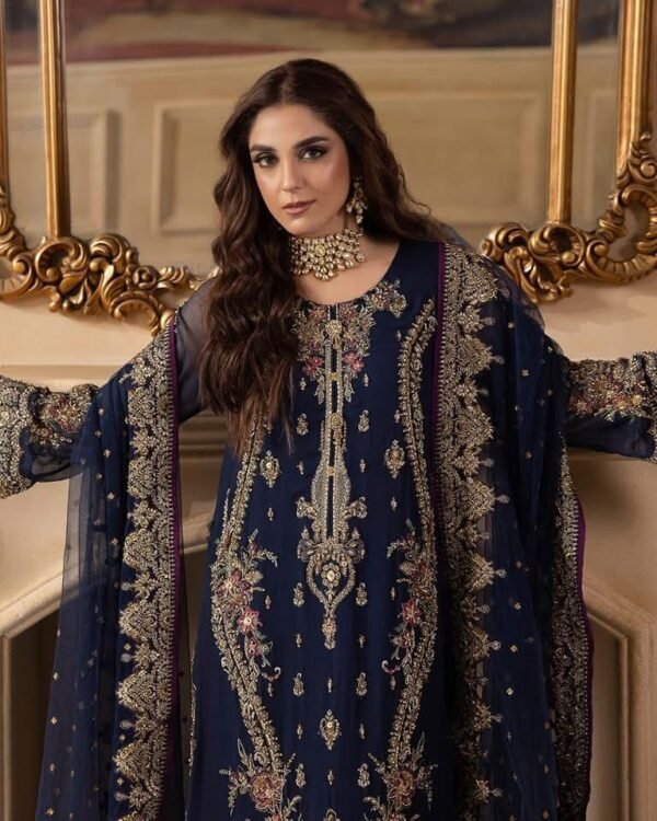 Embroidered Chiffon 3-Piece Unstitched Suit for Women - Festive Party Wear - view 2