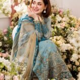Luxury Embroidered Chiffon 3-Piece Unstitched Suit for Women - Sky Blue - view 2