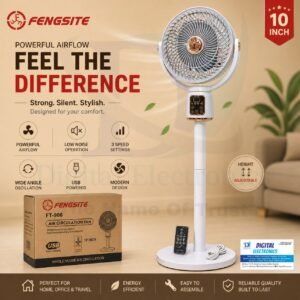 2IN1 Rechargeable + Rechargeable 12000mah Battery Power Stand Fan Features Air Circulation Remote Control Silent Blades