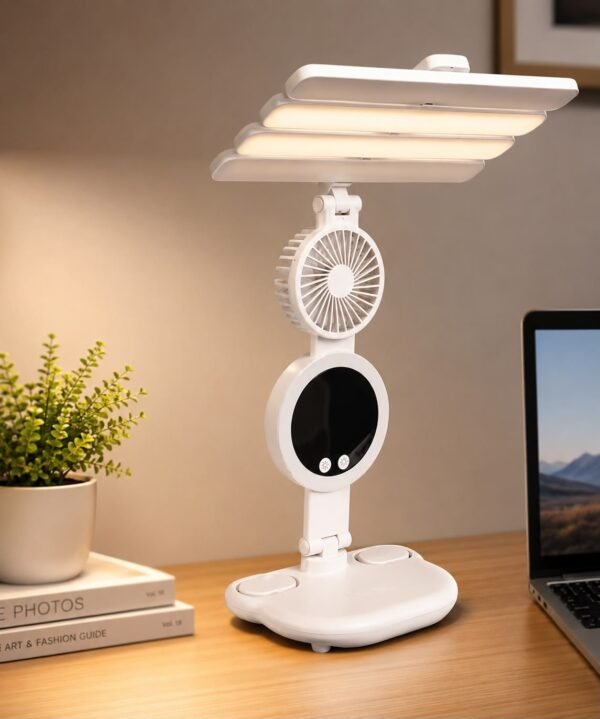 3 In 1 Light Fan With Desk Lamp, Rechargeable Light Desk Lamp with Fan, Compact Light Reading Lamp, Multi-purpose Desk L