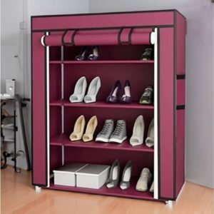 3 Layer Iron Rods Dustproof Non-Woven Clothes & Shoes Rack - with Cash on Delivery