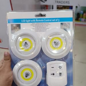 3 piece wireless tap LED light with remote control for cupboard and wardrobe