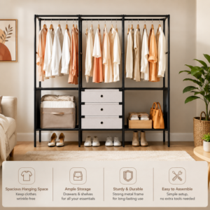 3 Row Metal Multi-purpose Clothes Rack