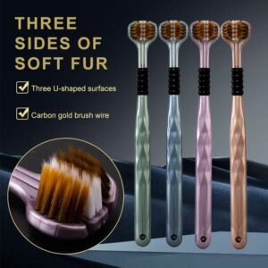 3 Sided Soft Bristles Toothbrush Non Slip Deep Cleaning Triple Head Tooth Brush Soft Toothbrushes for Adults and Kids Pa