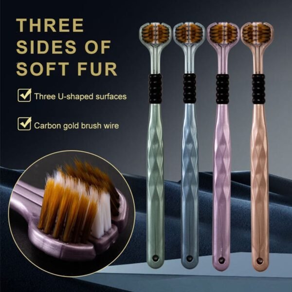 3 Sided Soft Bristles Toothbrush Non Slip Deep Cleaning Triple Head Tooth Brush Soft Toothbrushes for Adults and Kids Pa