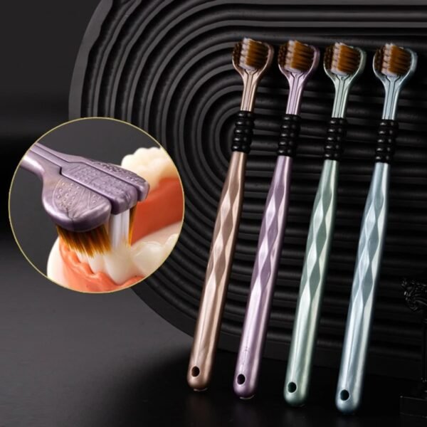 3 Sided Soft Bristles Toothbrush Non Slip Deep Cleaning Triple Head Tooth Brush Soft Toothbrushes for Adults and Kids Pa