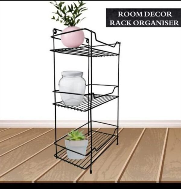 3 Sqaure Shape Tier Multipurpose Organizer for Kitchen & Bathroom (With screw hooks) - for Home Use