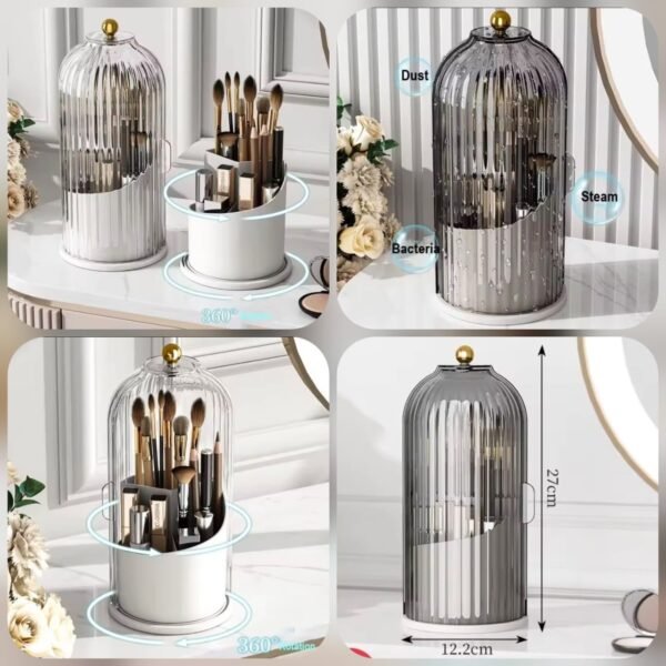 Dustproof Rotating Makeup Brush Holder - Luxury Cosmetic Organizer Box