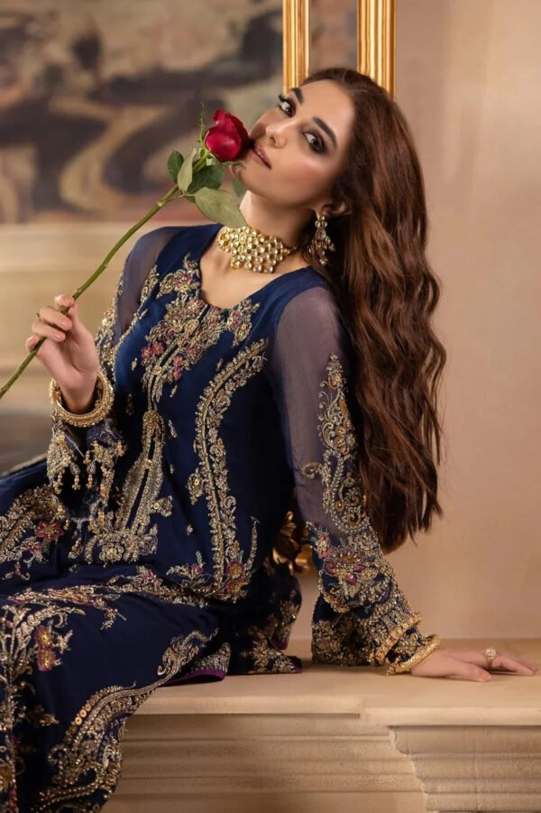 Embroidered Chiffon 3-Piece Unstitched Suit for Women - Festive Party Wear - view 6