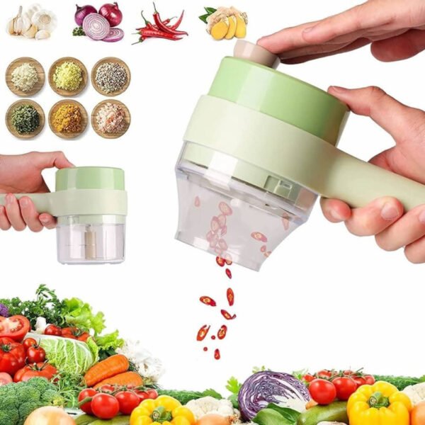 4 in 1 Handheld Electric Vegetable Cutter USB Rechargeable Vegetable Cutter Slicer - with Cash on Delivery