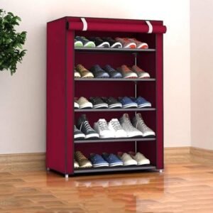 4 Layer Iron Rods Dustproof Non-Woven Clothes & Shoes Rack - with Cash on Delivery