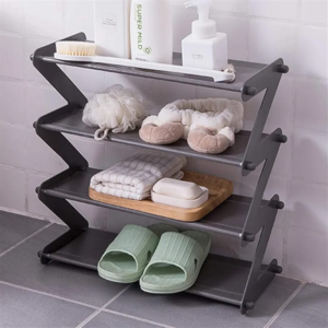 4 Layer Z Shaped Shoe Rack Multi Purpose Plastic Rack 4 Shelf Organizer - with Cash on Delivery