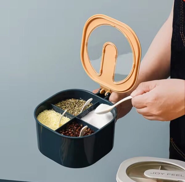 4 Portion Masala Box with 4 Plastic Spoons - for Home Use