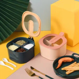 4 Portion Masala Box with 4 Plastic Spoons - for Home Use