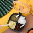 4 Portion Masala Box with 4 Plastic Spoons - for Home Use