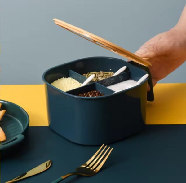 4 Portion Masala Box with 4 Plastic Spoons - for Home Use