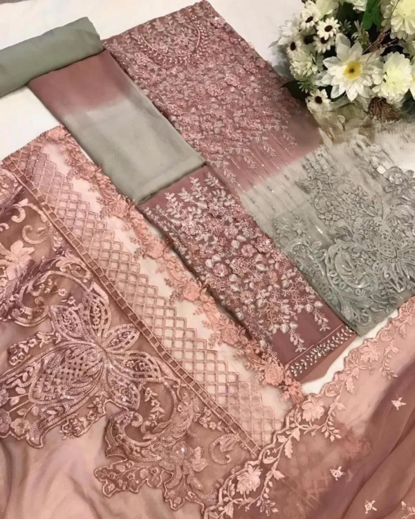 44.png Embroidered Chiffon 3-Piece Unstitched Wedding Suit for Women - Dusty Rose - view 5