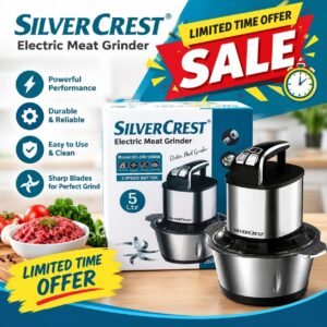 5 Litre Silver Crest Rechargeable Meat Chopper with 5 Blades Options and 2 Speed (Deluxe Quality)