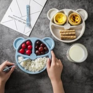 5 Pcs Bear Plate Set With Spoon - High Quality