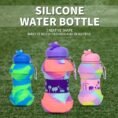 550ml/Folding Football-Shaped Compact Leak-Proof Silicone premium quality Water Bottle with lid
