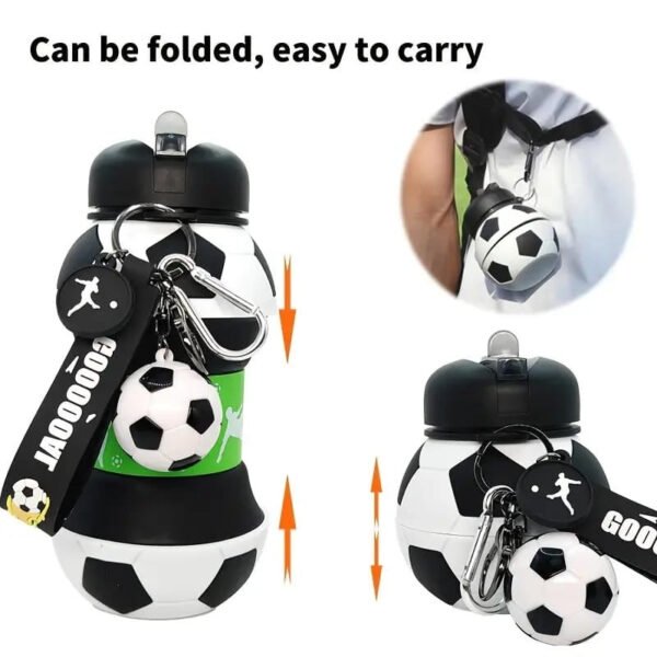 550ml/Folding Football-Shaped Compact Leak-Proof Silicone premium quality Water Bottle with lid