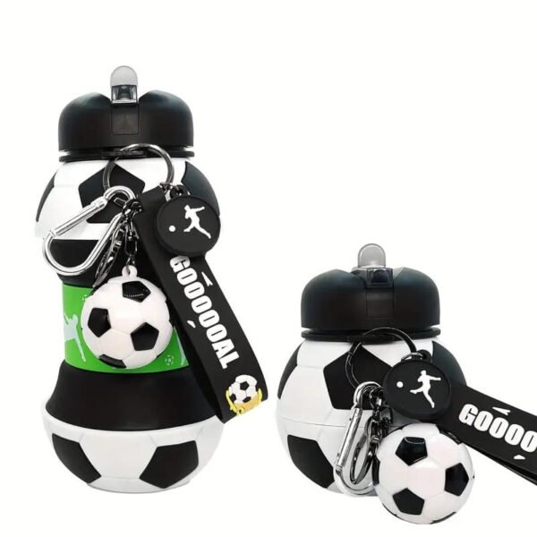 550ml/Folding Football-Shaped Compact Leak-Proof Silicone premium quality Water Bottle with lid