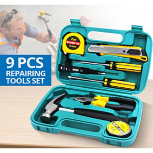 9 PCS Advanced Tool Set with Storage Box YL 8009A Model Durable Home Repair DIY Toolkit Organized Plastic Storage Box