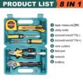 9 PCS Advanced Tool Set with Storage Box YL 8009A Model Durable Home Repair DIY Toolkit Organized Plastic Storage Box