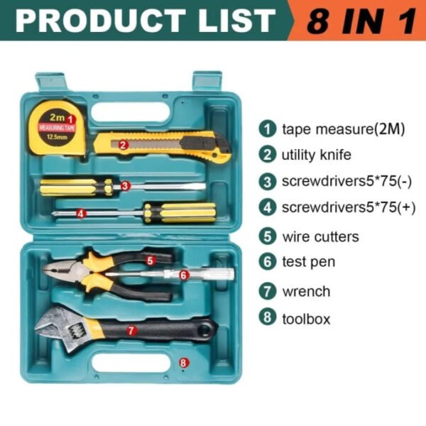 9 PCS Advanced Tool Set with Storage Box YL 8009A Model Durable Home Repair DIY Toolkit Organized Plastic Storage Box