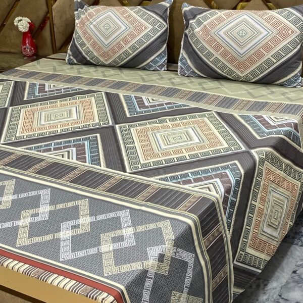 New Variety Pure Cotton King Size Bedsheet 3 Pieces