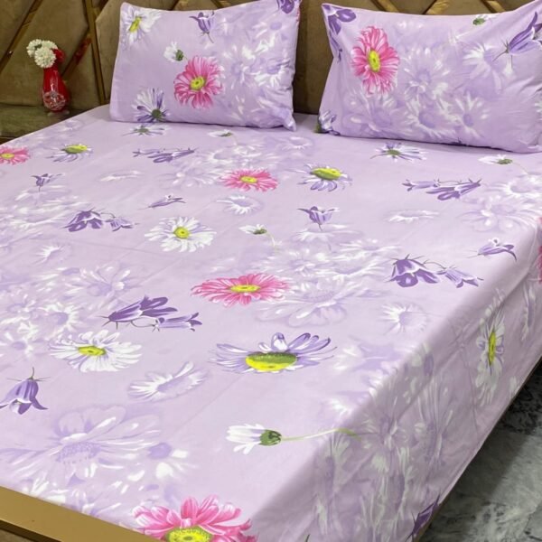 New Variety Pure Cotton King Size Bedsheet 3 Pieces
