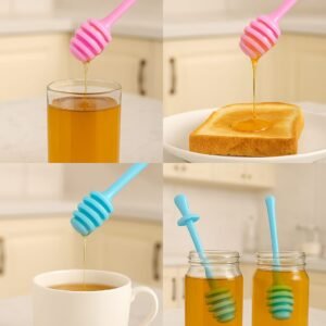 Plastic Honey Dipper Sticks Pack of 3 - Honey Server Spoon for Tea and Breakfast