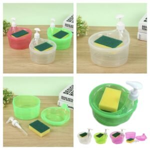 Soap Dispenser Pump with Sponge Holder - 2-in-1 Dishwashing Liquid Container