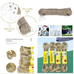 Steel Clothesline Rope 20 Metre - PVC Coated Laundry Drying Line with Hooks