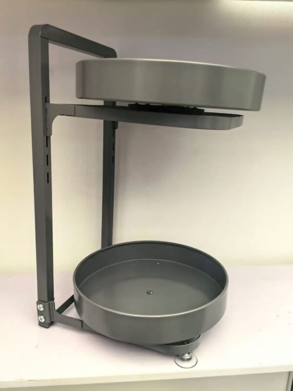 2 Tier Rotating Metal Organizer - Space Saving Turntable Storage Rack