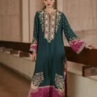 Embroidered Silk Kaftan 2-Piece Unstitched Suit for Women - model front view
