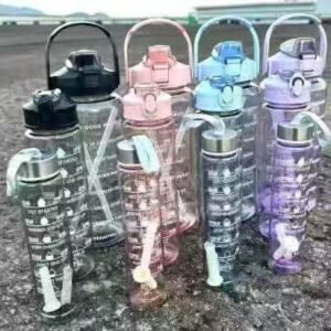 Motivational Water Bottle Set of 3 - 2000ML 900ML and 300ML Sports Bottles