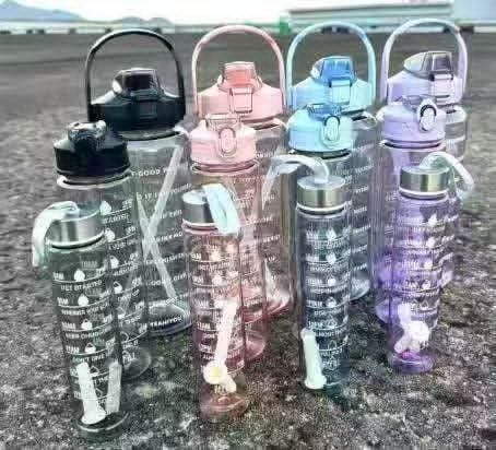 Motivational Water Bottle Set of 3 - 2000ML 900ML and 300ML Sports Bottles Motivational Water Bottle Set of 3 - 2000ML 900ML and 300ML Sports Bottles