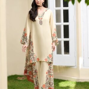 Digital Printed Silk 3-Piece Unstitched Suit for Women - full set view