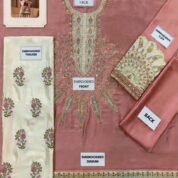 Embroidered Pink Festive Unstitched Suit for Women - 2-Piece - embroidery detail