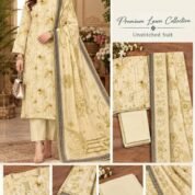 Printed Premium Lawn 3-Piece Unstitched Suit for Women - Design 9 - Lemon