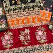 Digital Printed Kaftan 2-Piece Unstitched Suit for Women with Embroidered Neckline - print detail view