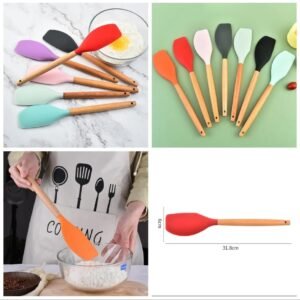 Silicone Spatula with Wooden Handle - Flexible Baking and Mixing Spatula