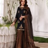 Embroidered Chiffon 3-Piece Unstitched Suit for Women with Printed Trouser - full set view