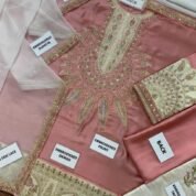 Embroidered Pink Festive Unstitched Suit for Women - 3-Piece - full set view