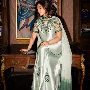 Adda Work Embroidered Chiffon 3-Piece Unstitched Suit for Women - full set view